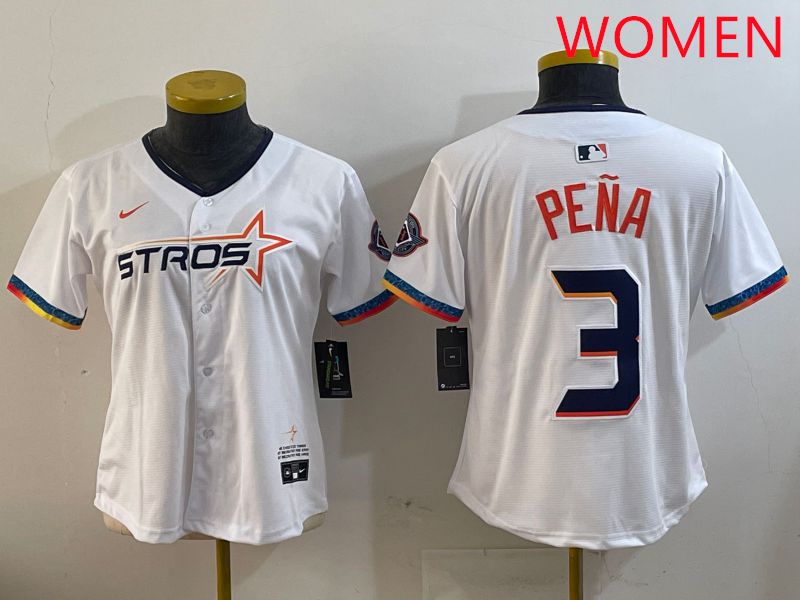 Women Houston Astros #3 Pena White Fourth generation Joint Name 2025 Nike MLB Jersey style 7